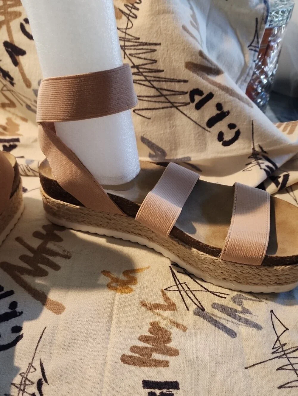 Steve Madden Pink Elastic Espadrille Platform Sandals